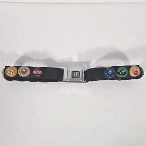 Little Earth Seatbelt Bottle Cap Belt Mens Medium 34" Black Recycled Adjustable